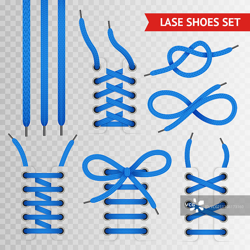 蓝色蕾丝鞋图标集图片素材