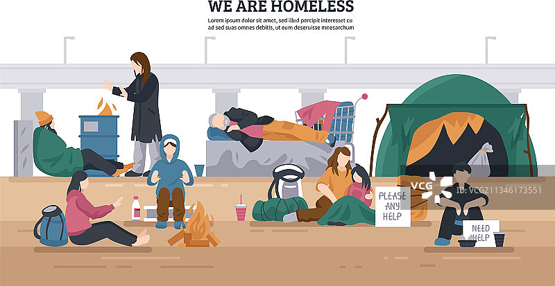 流浪人员横向背景图片素材