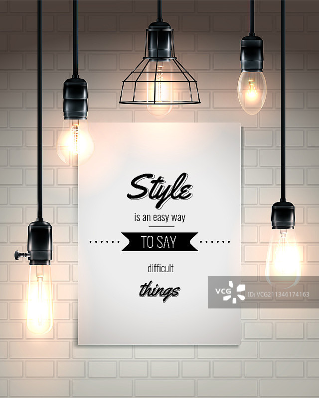 灯具与引言阁楼风格海报图片素材