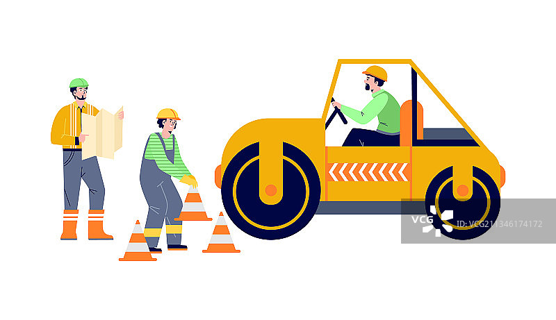 道路建设工人平整沥青路面图片素材