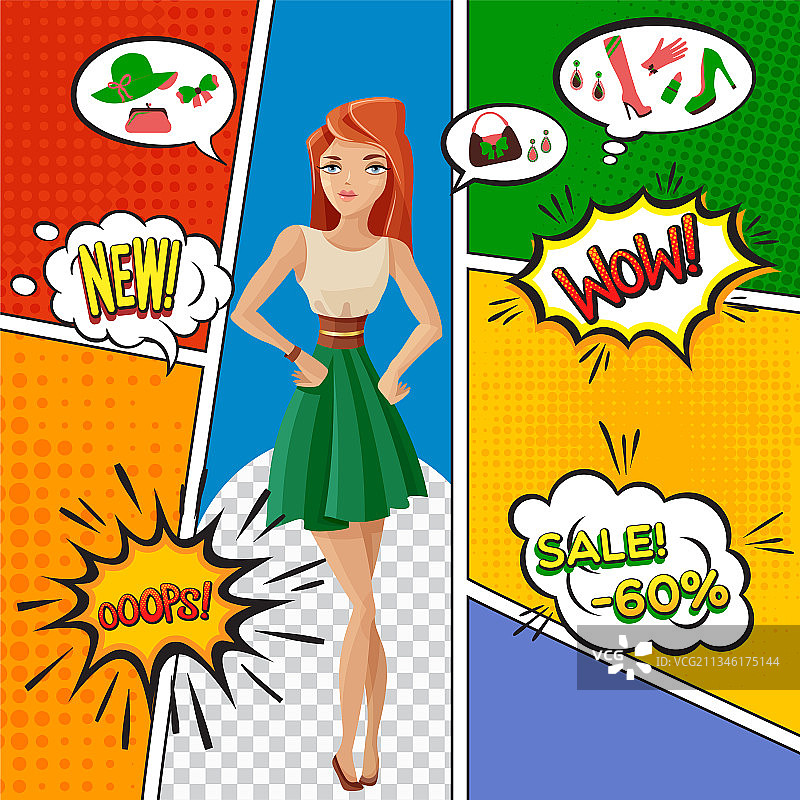 女性用品漫画书页图片素材