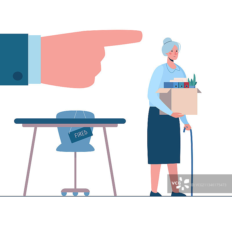 退休后被解雇的老人离开办公室图片素材