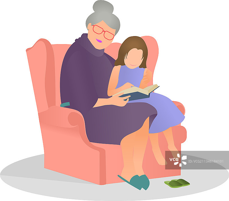 奶奶和孙女共度时光图片素材
