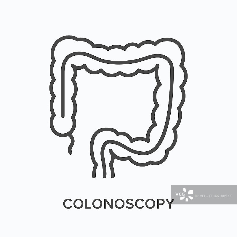 结肠镜检查扁平线条图标轮廓图片素材
