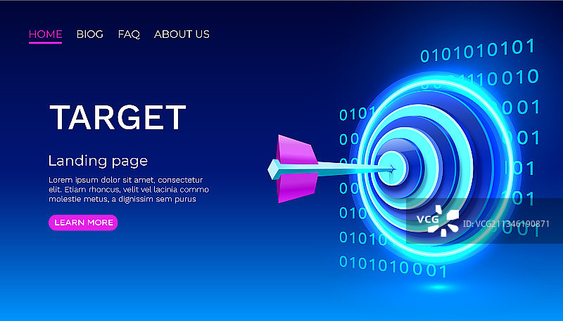 目标霓虹登陆页商业3D banner图标图片素材