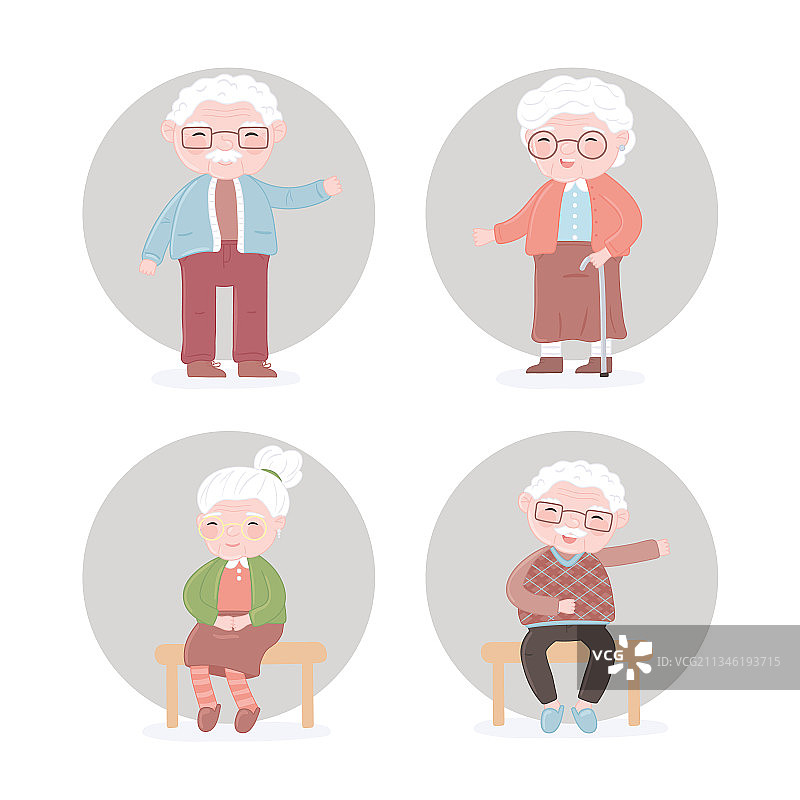 年长的祖父母图标集图片素材