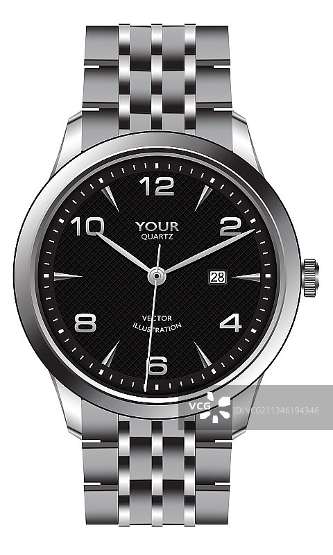 逼真银色手表时钟深灰色图片素材