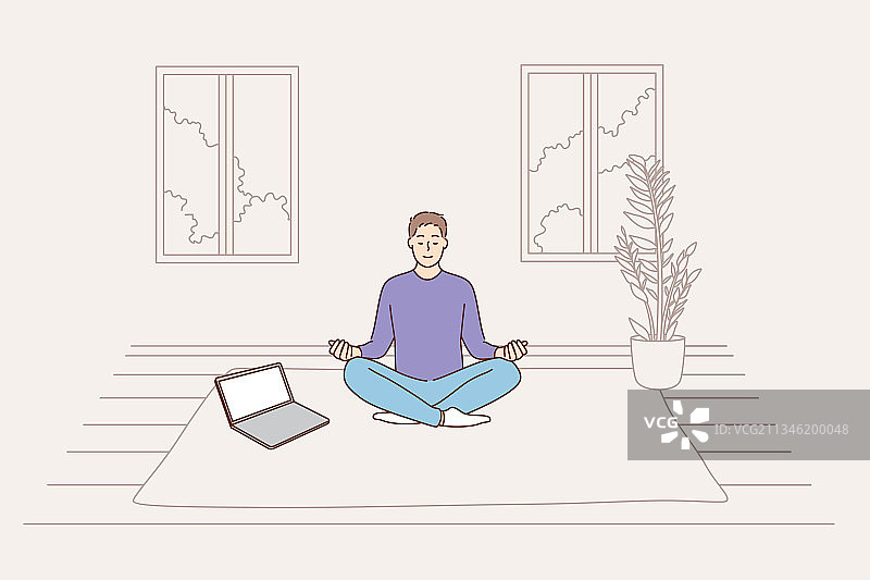 在线冥想抗压心理健康图片素材