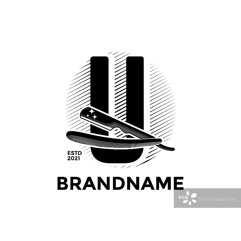 字母U剃须刀标志图片素材