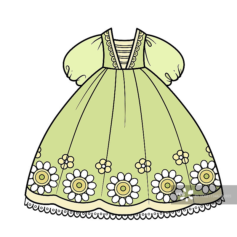 绿色刺绣裙摆沙拉舞会礼服图片素材