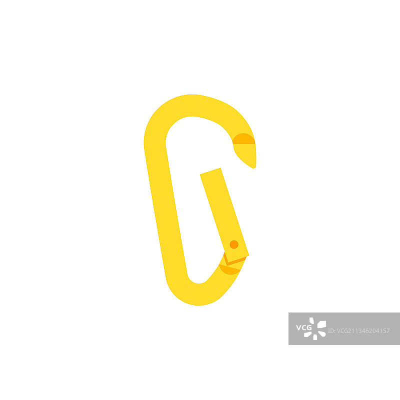 未锁紧的黄色金属安全登山扣图片素材