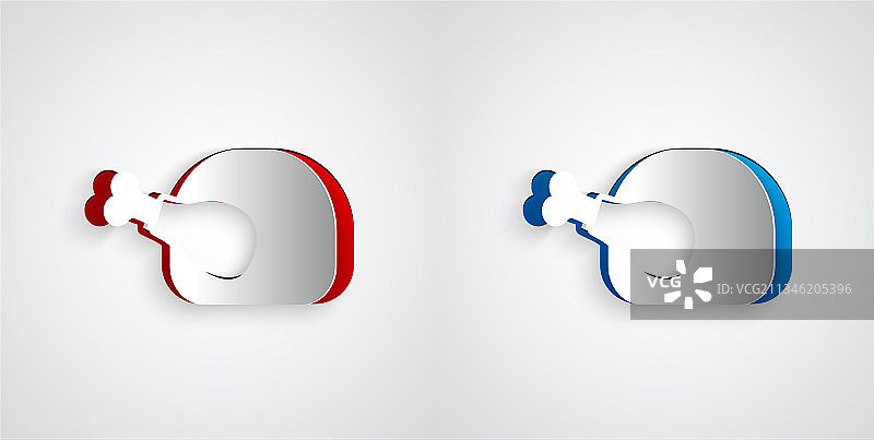 剪纸烤火鸡或鸡肉图标图片素材