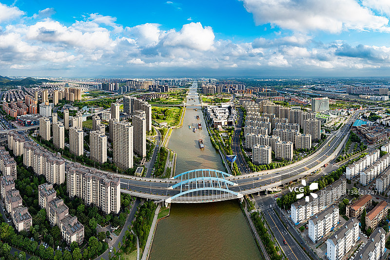江苏省苏州高新区浒墅关区域夏季全景风光图片素材
