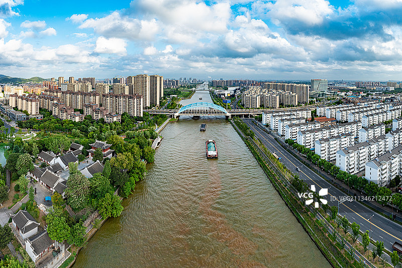 江苏省苏州高新区浒墅关区域夏季全景风光图片素材