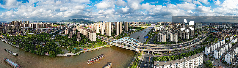 江苏省苏州高新区浒墅关区域夏季全景风光图片素材