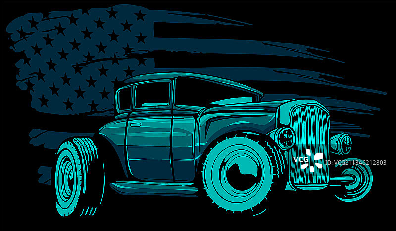 卡通复古改装车图片素材