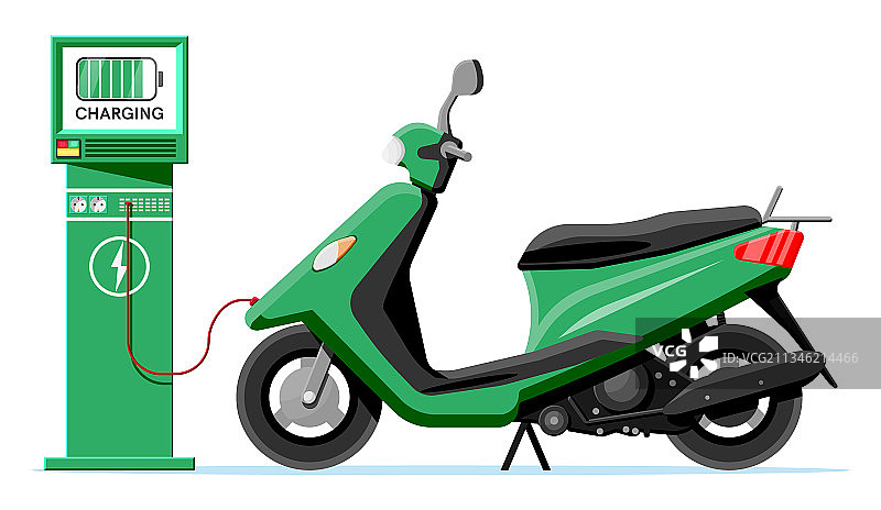 电动滑板车和充电站（已隔离）图片素材
