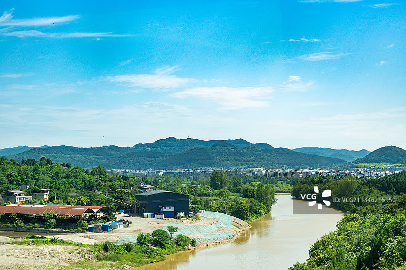 四川盆地鸟瞰图片素材