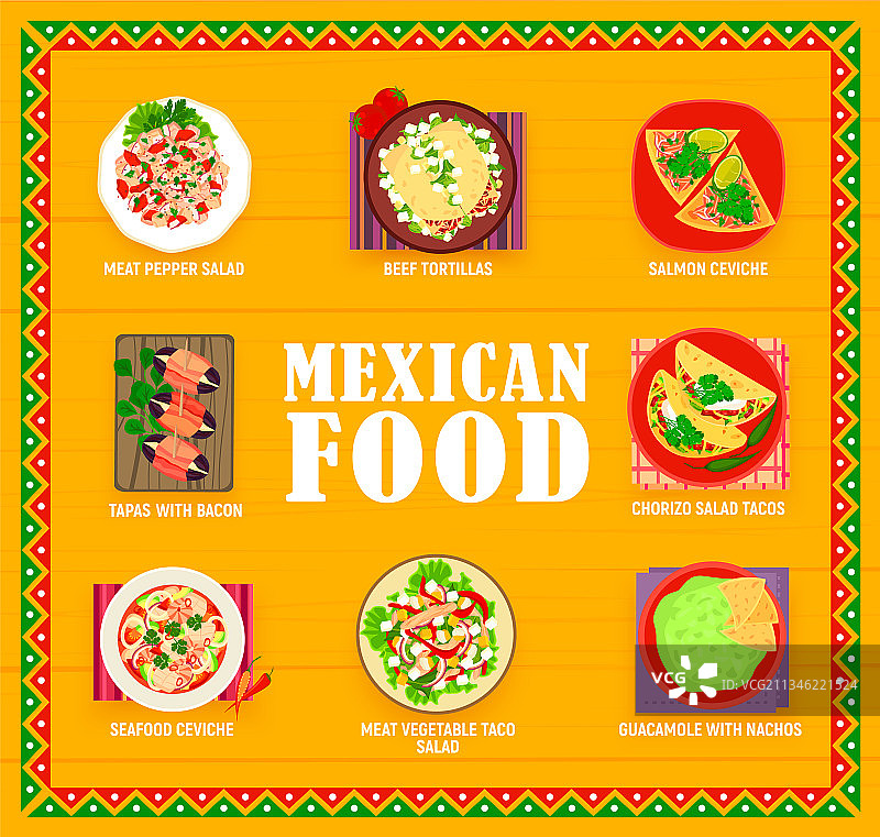 墨西哥美食餐厅菜肴菜单页图片素材