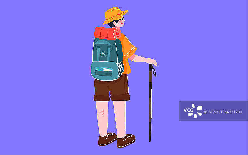 重阳节人物登高爬山插画秋游远足登山海报图片素材