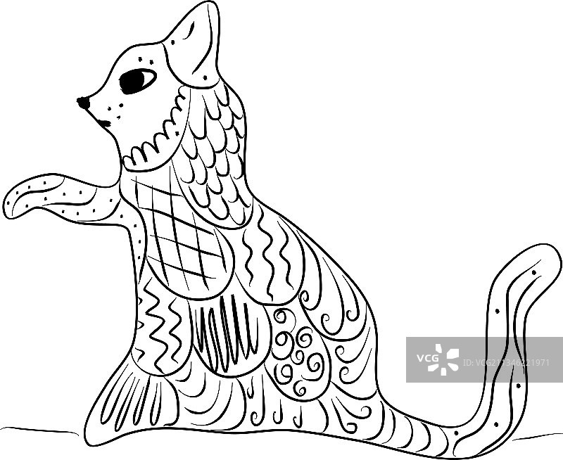 猫宠物动物涂色书zentangle风格图片素材