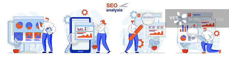 SEO分析概念集分析搜索查询图片素材