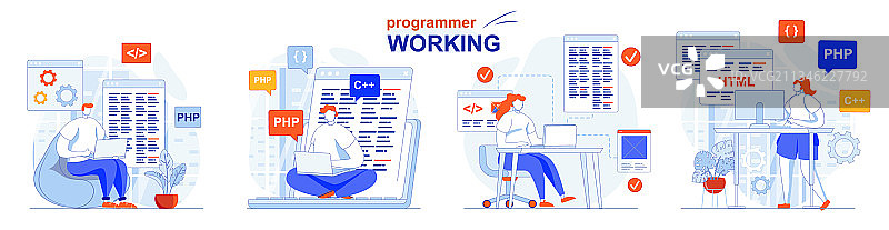 程序员工作概念软件图片素材