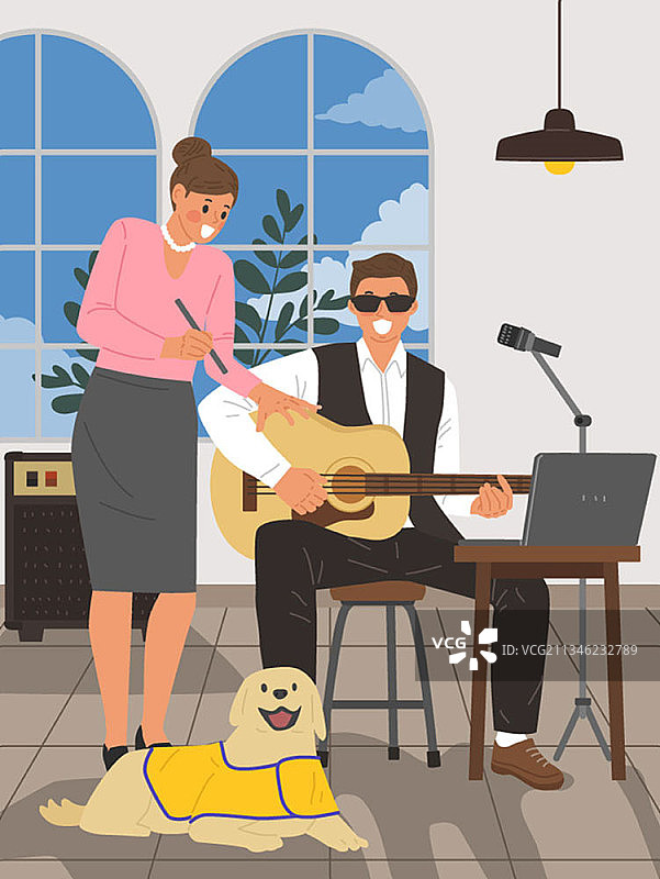 盲人弹吉他图片素材