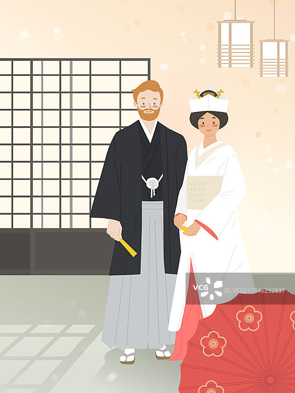 国际夫妇传统婚礼插画图片素材