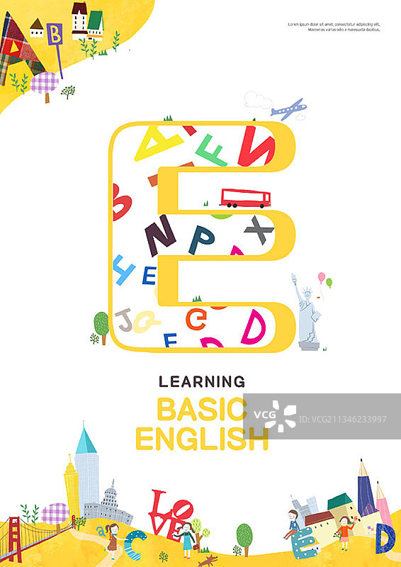英语基础学习宣传单图片素材