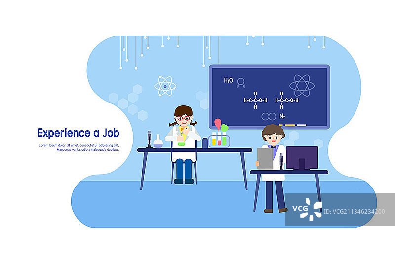 孩子们体验科学家的工作图片素材