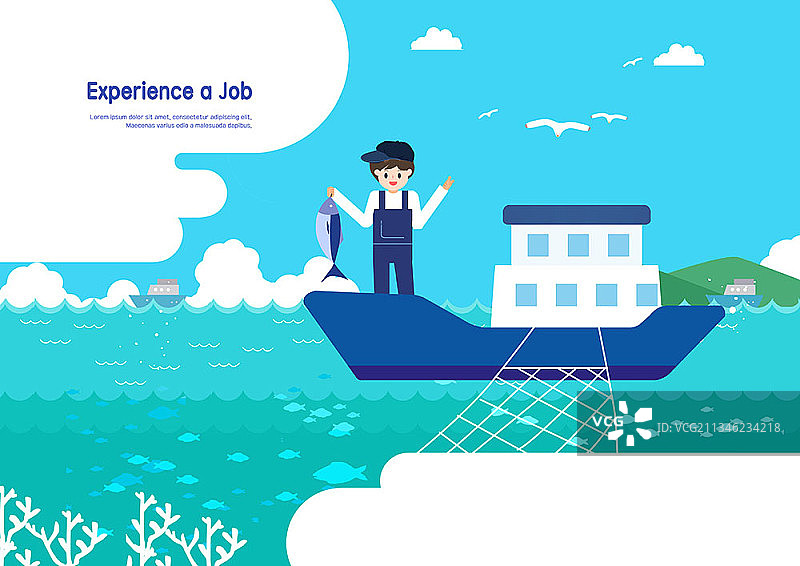 孩子们体验渔夫的工作图片素材