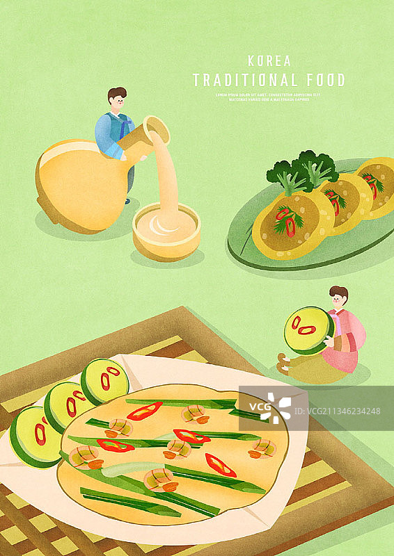 韩式煎饼搭配马格利酒图片素材