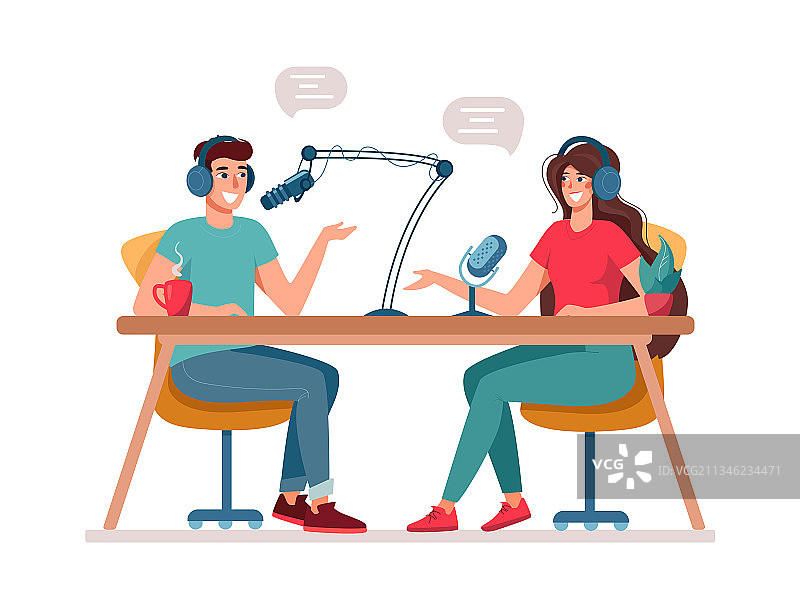 播客电台采访概念图片素材