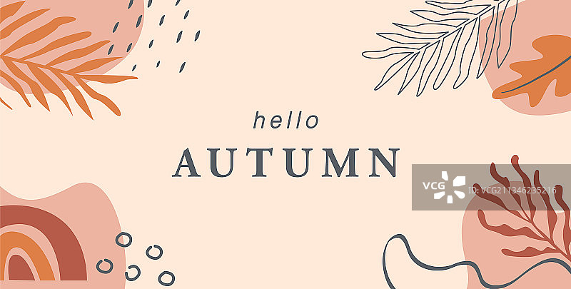 时尚抽象花卉你好秋天横幅图片素材