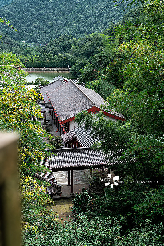 宁波镇海区九龙湖旅游度假区内的晚唐风格建筑香山教寺图片素材
