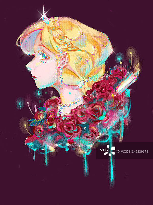 玫瑰蜡烛和公主图片素材