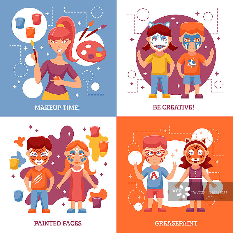 儿童面部彩绘概念图标图片素材