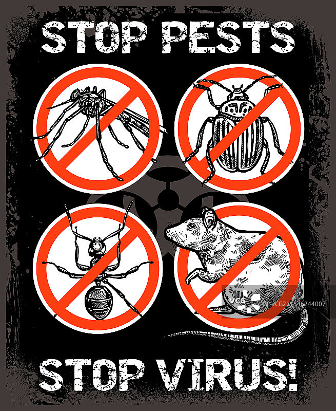 害虫防治海报素描图片素材
