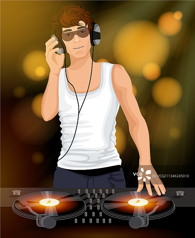 戴耳机的男性DJ图片素材