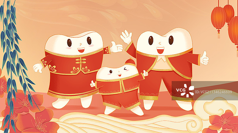 牙齿一家横版图片素材