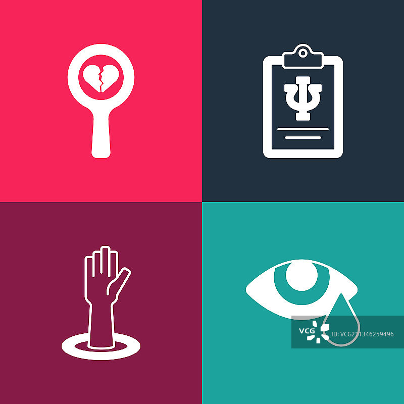 波普艺术眼泪哭泣眼睛援助之手心理学图片素材