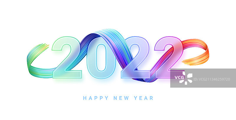 2022新年祝福卡模糊玻璃感设计图片素材