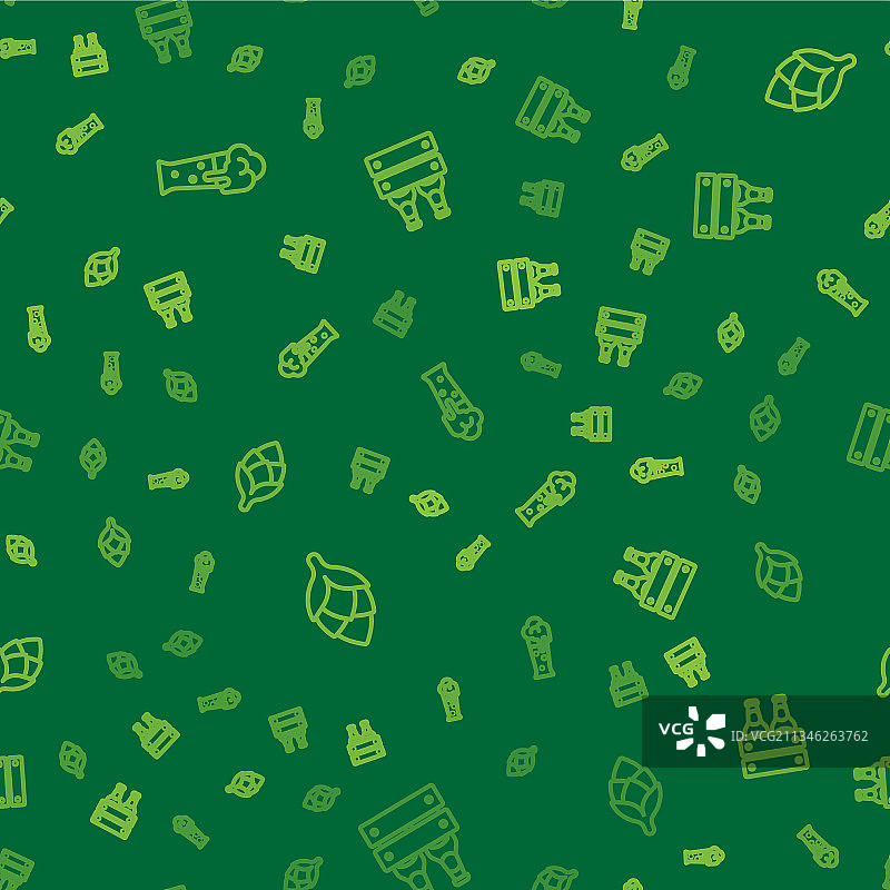 啤酒杯、啤酒花和瓶装包装线条组合图片素材