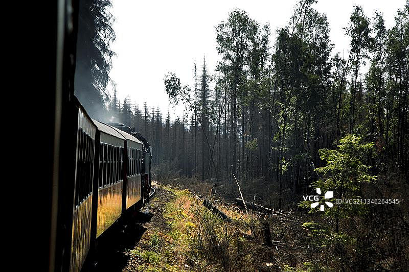 哈尔茨窄轨铁路，布罗肯铁路，蒸汽机车，哈尔茨国家公园，希尔克，韦尼格罗德，哈尔茨，萨克森-安哈尔特州，德国，欧洲图片素材