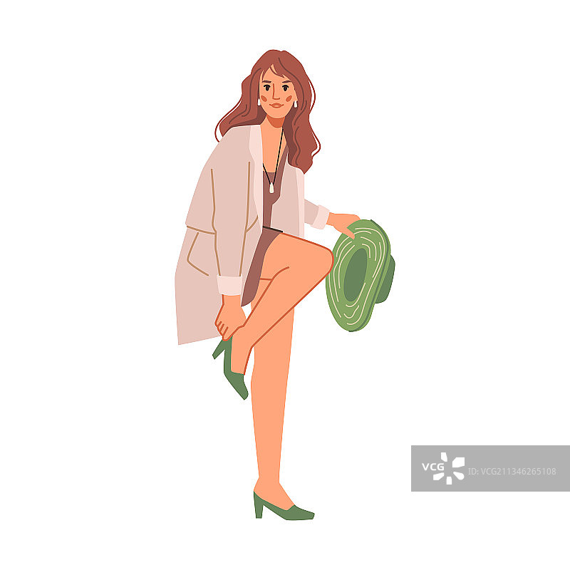 购物女人试穿鞋子的情景图片素材