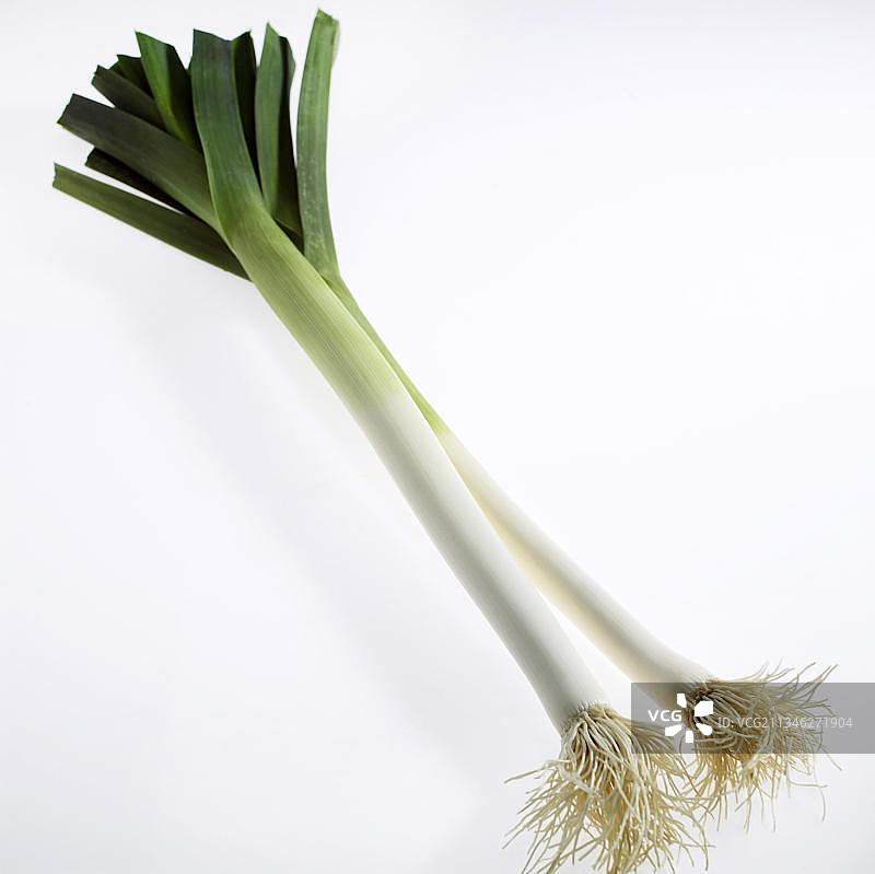 韭葱，白色背景蔬菜图片素材
