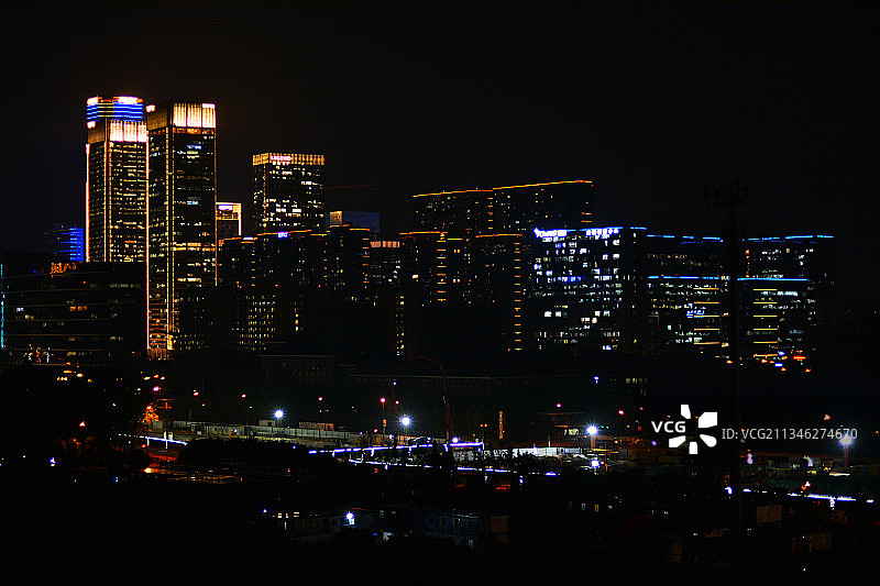 杭州未来科技城夜景图片素材