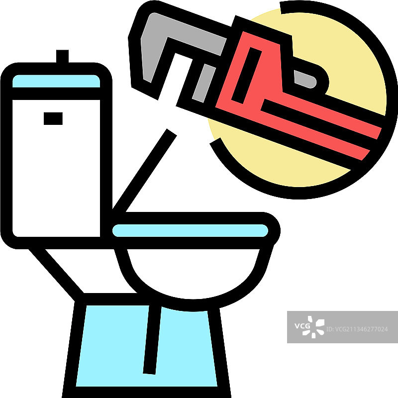 马桶维修彩色图标图片素材