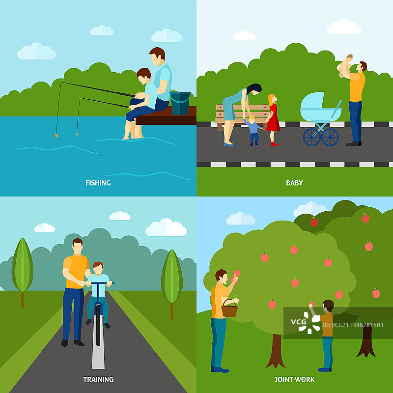 父爱主题扁平素材图片素材